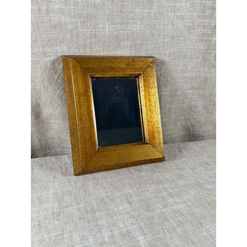 Vintage Gold Wood Tabletop Mirror Small Gilt Vanity Frame French Country